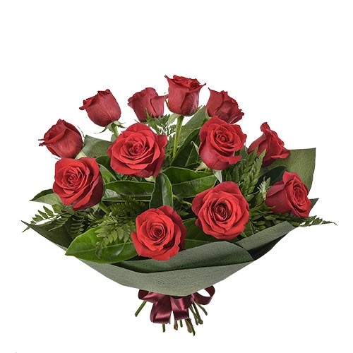 1 Dozen Long Stem Red Roses in Bouquet Perth 12 Roses Perth Delivery