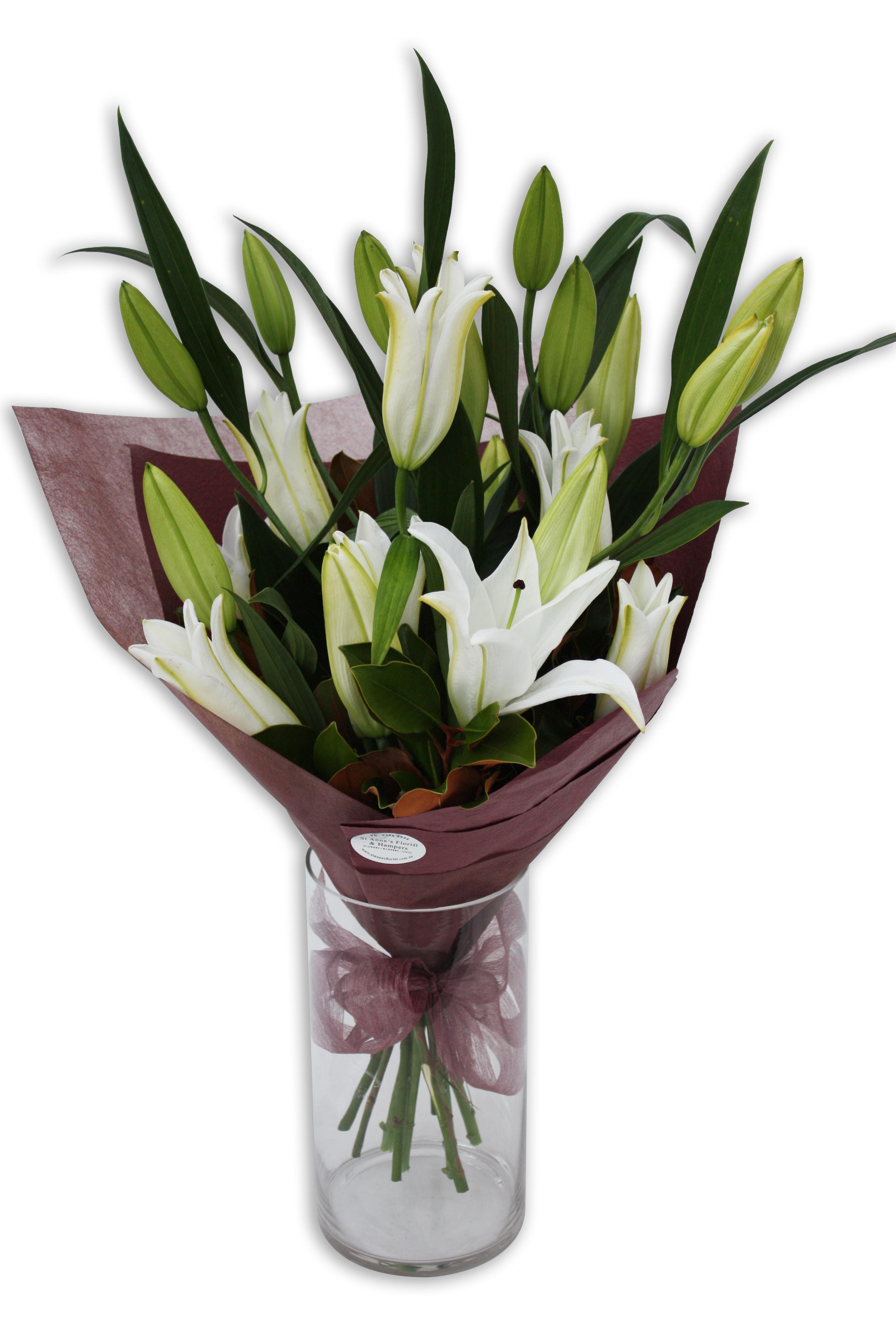 White Oriental Lily Bouquet Perth Oriental Lilies Perth