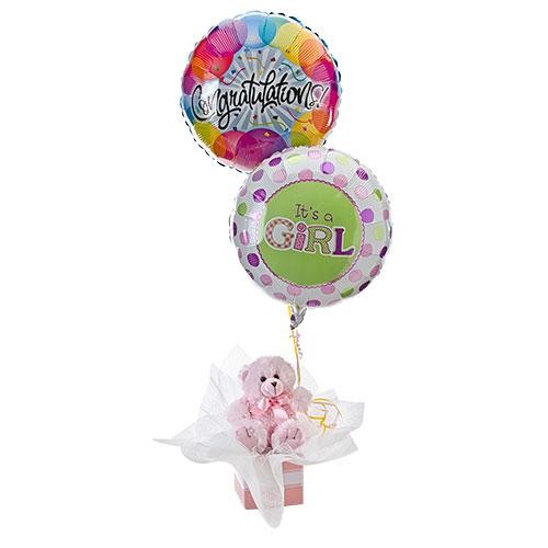 Pink Teddy Bear & Balloons Perth | Baby Gift Delivery Perth
