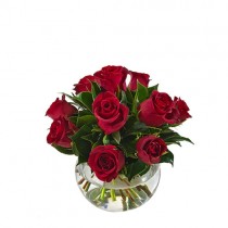Valentine's Day Red Rose Bowl Arrangement