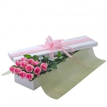 Valentine's Day 1 Dozen Long Stem Pink Roses in Presentation Box