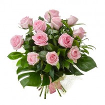 12 Long Stem Pink Roses in A Bouquet