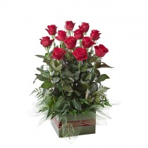 Valentine's Day Box Arrangement of 12 Long Stem Red Roses