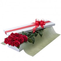 Valentine's Day 1 Dozen Long Stem Red Roses in Presentation Box