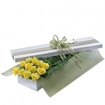 Valentine's Day 1 Dozen Long Stem Yellow Roses in Presentation Box