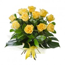 12 Long Stem Yellow Roses in A Bouquet