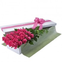 Valentine's Day 2 Dozen Long Stem Pink Roses in Presentation Box