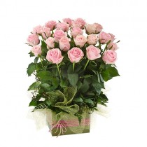 Box Arrangement of 24 Long Stem Pink Roses