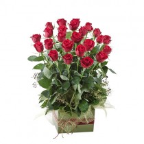 Valentine's Day Box Arrangement of 24 Long Stem Red Roses
