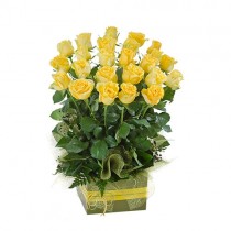 Box Arrangement of 24 Long Stem Yellow Roses