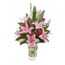 Valentine's Day Oriental Lily & Rose Bouquet