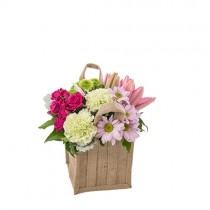 Seasonal Flowers in Hessian Bag