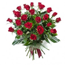 Valentine's Day 2 Dozen Long Stem Red Roses in Bouquet
