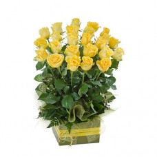 Valentine's Day Box Arrangement of 24 Long Stem Yellow Roses