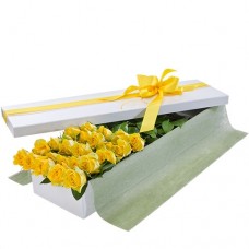 Valentine's Day 2 Dozen Long Stem Yellow Roses in Presentation Box