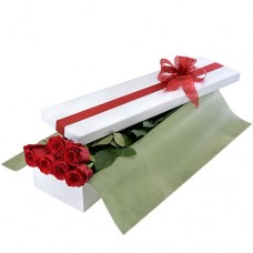Valentine's Day 6 Long Stem Red Roses in Presentation Box