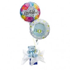 Blue Teddy Bear with Balloons
