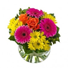 Bright Bouquet in Glass Fish Bowl