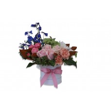 Valentine's Day Flowers in a Hat Box - Pastels