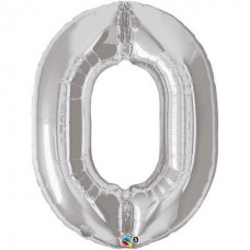 Large Number 0 Silver Megaloon Balloons