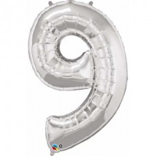 Large Number 9 Silver Megaloon Balloon