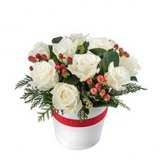 White Christmas Rose Arrangement
